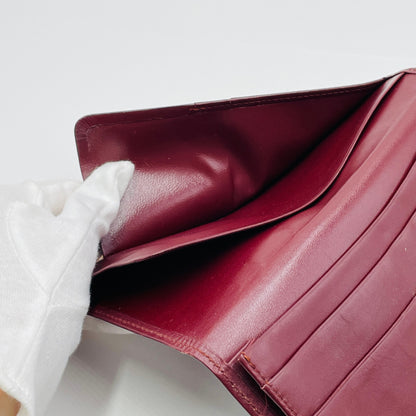 カルティエ ヴィンテージ マストライン 二つ折り 札入れ 長財布 サイフ C2ロゴ カード入れ レザー ボルドー Cartier 【C3705-N】