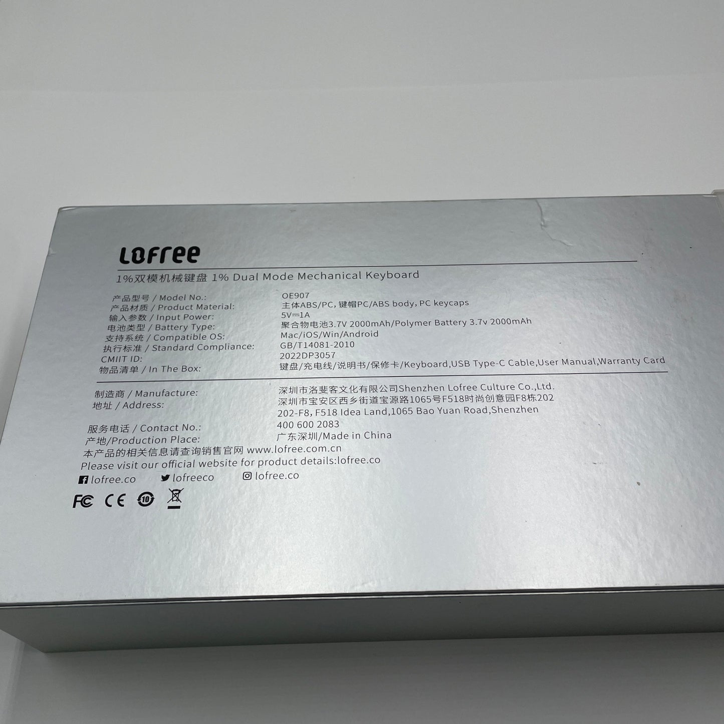 Lofree クリア　Bluetoothメカニカルキーボード　【C4922-80】