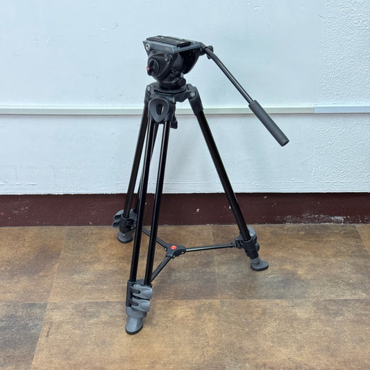 Manfrotto 伸縮式ツインアルミ三脚 MVT502AM／プロフルードビデオ雲台60mm ハーフボール MVH500A【C6114】