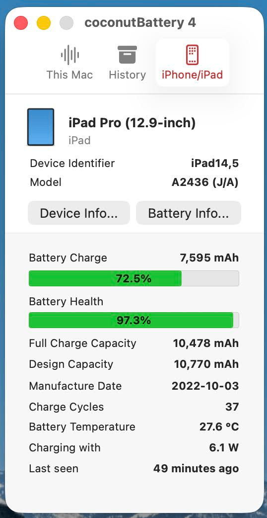 美品 iPad Pro 12.9インチ (M2) 第6世代 Wi-Fiモデル 512GB スペースグレイ MNXU3J/A 【C7415-80】