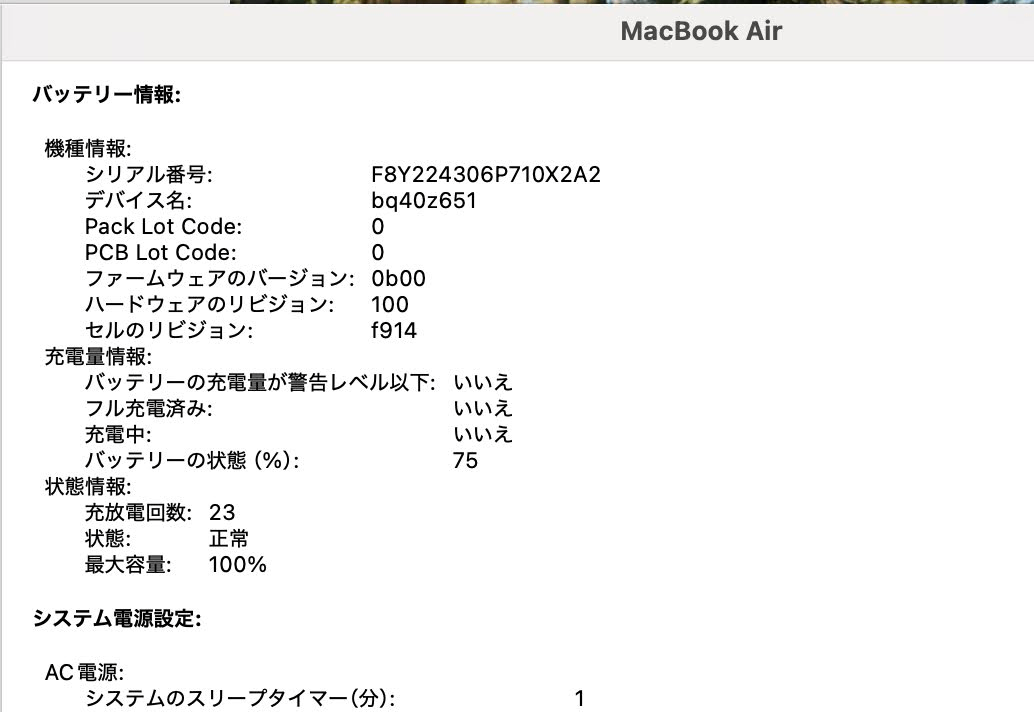 バッテリー最大容量100% Apple MacBook Air M2 2022 MLY33J/A 8GB SSD 256GB 付属品完備 C3869	80サイズ発送