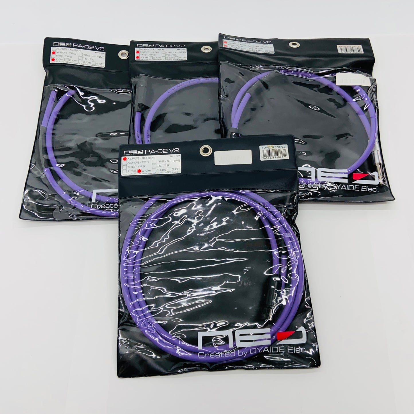 OYAIDE PA-02 XFT V2/1.0(XLRメス-TRS)×3＋OYAIDE PA-02 XLR V2 2.0(XLRオス-メス)  【C4611-80】