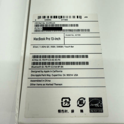 MacBook Pro 13インチ Mid 2019 i5 1.4GHz 8GB SSD 256GB シルバー MUHR2J/A 【C5199-80】