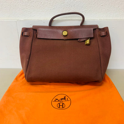 HERMES エルメス  エールバッグ PM 2WAY トワルアッシュ ブラウン ナチュラル GD金具【C1476】