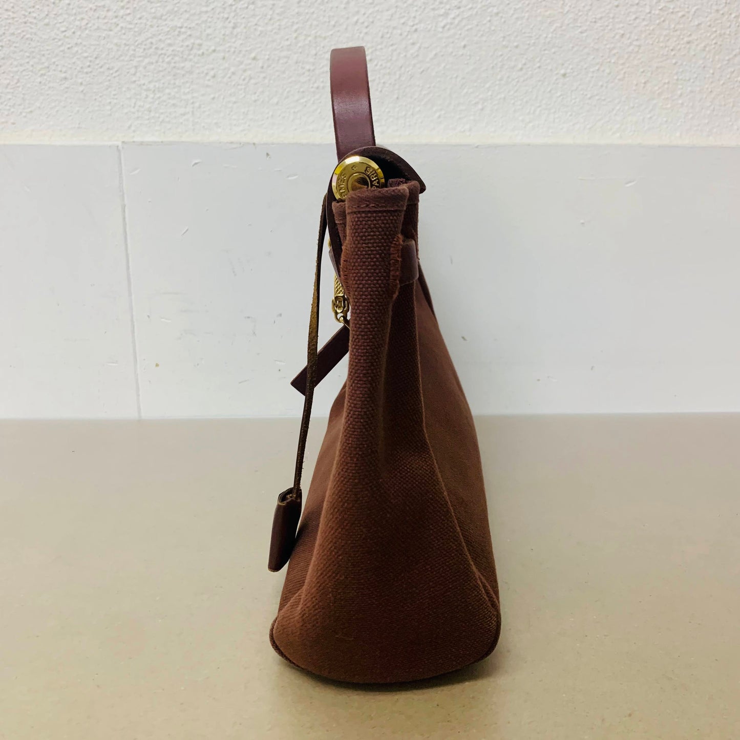 HERMES エルメス  エールバッグ PM 2WAY トワルアッシュ ブラウン ナチュラル GD金具【C1476】