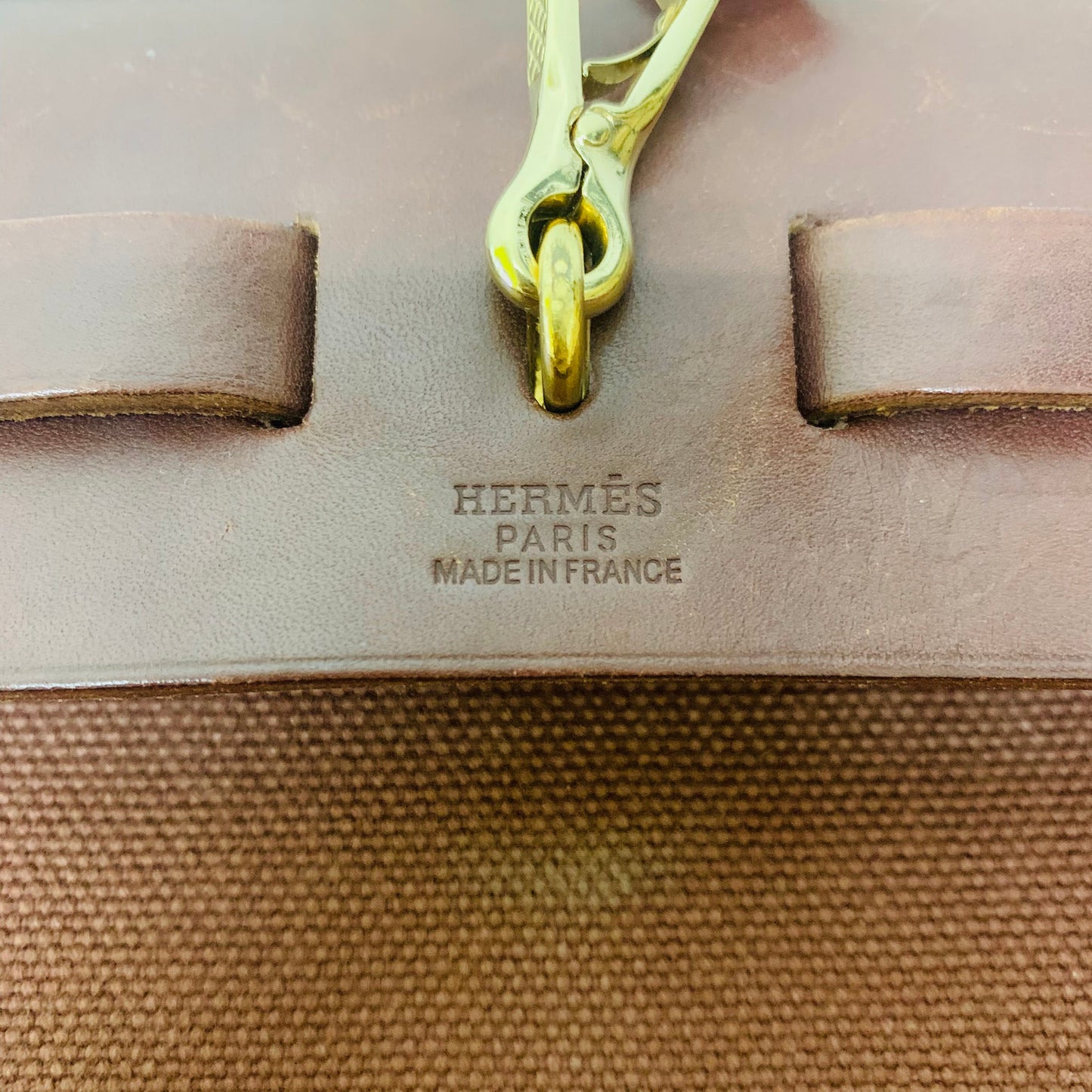 HERMES エルメス  エールバッグ PM 2WAY トワルアッシュ ブラウン ナチュラル GD金具【C1476】