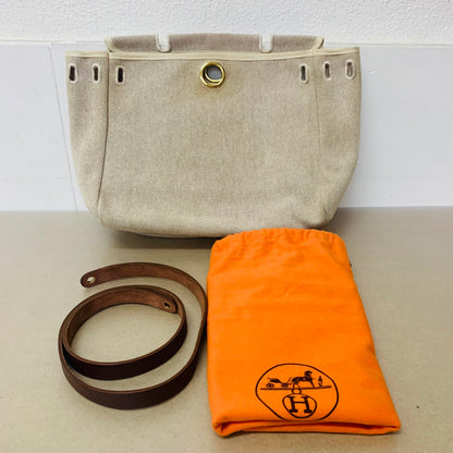 HERMES エルメス  エールバッグ PM 2WAY トワルアッシュ ブラウン ナチュラル GD金具【C1476】