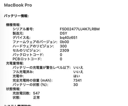 Apple MacBook Pro 2019 16インチ i9 32GB 1TB【C4759-80】