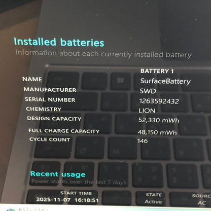 美品 Surface Laptop 7th Snapdragon X 12-core X1E80100 16GB SSD 1TB 13.8インチ Windows11Home バッテリー最大容量92%【C5316-80】