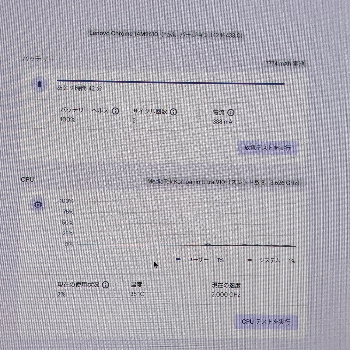 新品同様 美品 Lenovo Chromebook Plus Gen 10 83MY000CJP (14M9610 )  Kompanio Ultra 910 16GB UFS 256GB 【C5936-80】