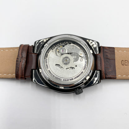 美品 セイコー SEIKO 5 21石 7S26-02T0 自動巻き 腕時計 ブラック文字盤 デイデイト箱・説明書【C8023-60】