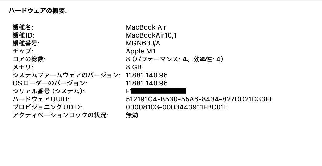 Apple MacBook Air 2020 M1 8GB 256GB MGN63J/A【C4589-80】