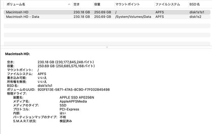 Apple MacBookAir 2020 13インチ Core i3  8GB 256GB 【C4565-80】