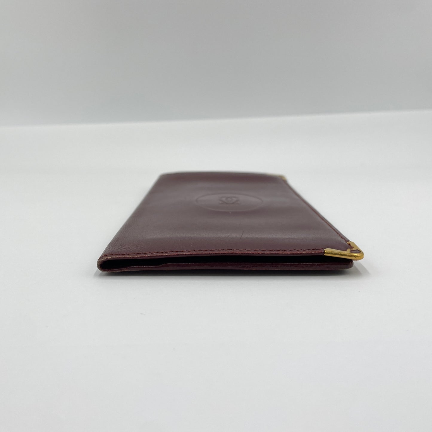 カルティエ ヴィンテージ マストライン 二つ折り 札入れ 長財布 サイフ C2ロゴ カード入れ レザー ボルドー Cartier 【C3705-N】