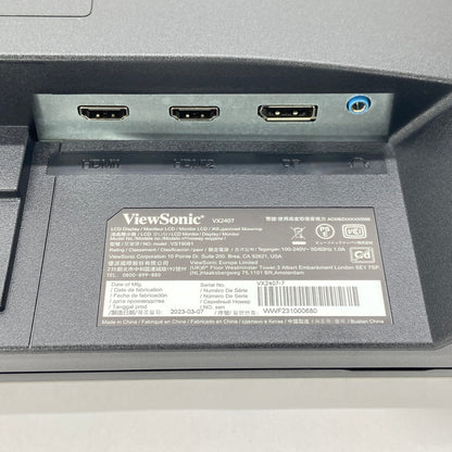 美品 ViewSonic VX2407 23.8インチ PCモニター 液晶ディスプレイ ビューソニック 電源ケーブル付属 【C5133-140】