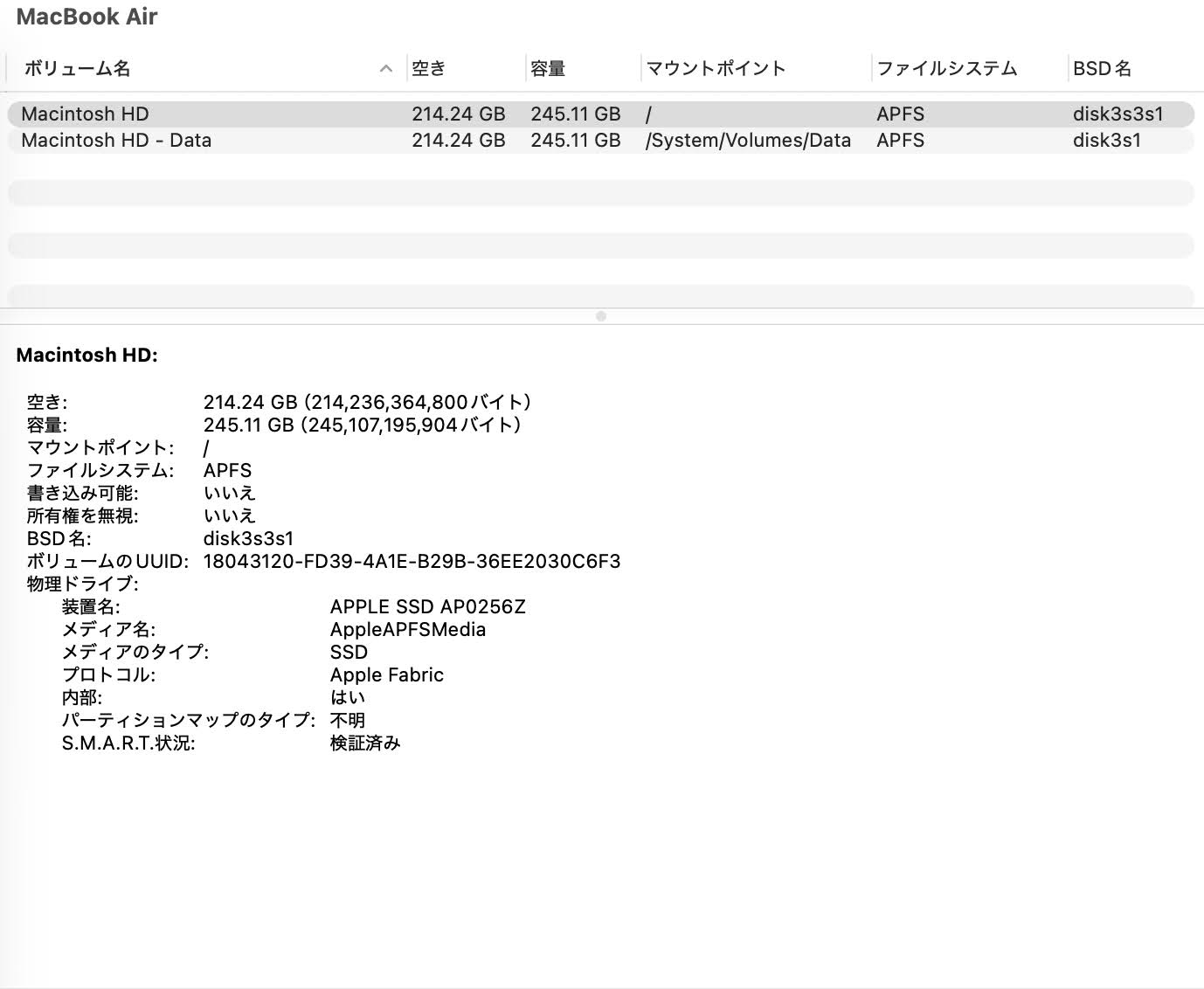 新品同様 美品 Apple MacBook Air 13インチ Early 2025 M4 10コア/16GB/SSD 256GB シルバー MW0W3J/A 充放電回数6回 バッテリー最大容量100% 【C6222-80】