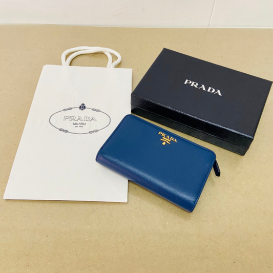 PRADA プラダ サフィアーノ 1ML225 BLUETTE 二つ折り財布 【C44-60】