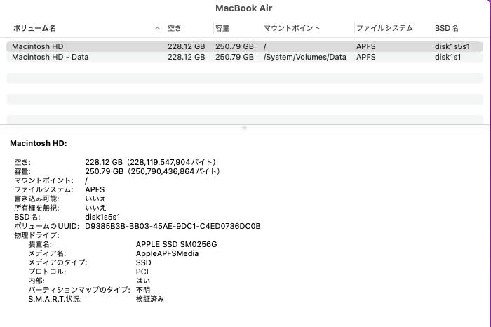 Apple MacBook Air 13インチ (Early 2015) Core i5 1.6GHz/8GB/SSD 256GB MMGG2J/A【C4288-80】