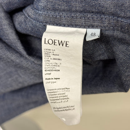 美品 LOEWE メンズ シャツ ショートスリーブ シャツ リネン ロゴコットンシャツ デニム風シャツ【C5807】