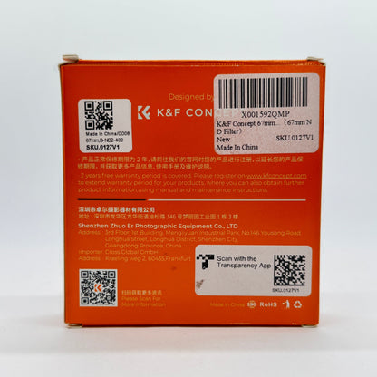 美品 K&F Concept NANO-B ND2-400 可変NDフィルター 67mm【C6424-C】
