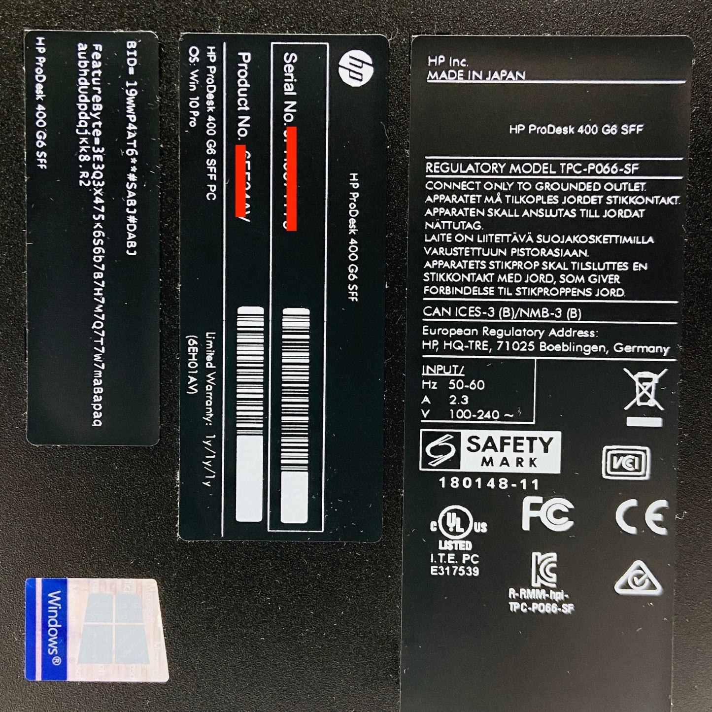 新品SSD HP prodesk 400 g6 sff i5-9500 8GB SSD256GB Windows11 Pro 【C4146-100】