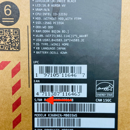 美品 ASUS vivobook 16X K3604Z i3 1215U 8GB 256GB 【C4163-100】