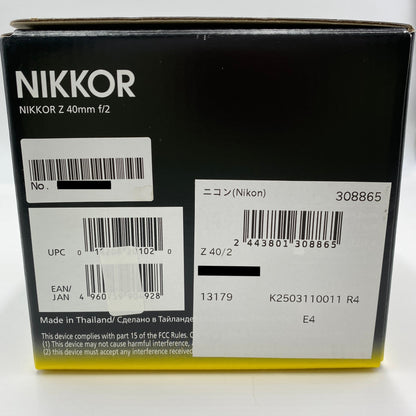 美品 ニコン Nikon NIKKOR Z 40mm F2 【C5631-60】