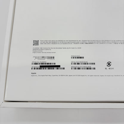 新品同様 美品 Apple MacBook Air 13インチ M5 10コアCPU 10コアGPU 32GB 1TB US配列 シルバー バッテリー最大容量100%【C9101-80】