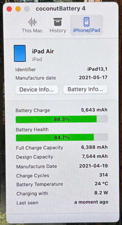 Apple iPad Air 第4世代 MYFT2J/A 256GB Wi-Fiモデル 10.9インチ スペースグレイ  バッテリー最大容量84%【C5512-60】