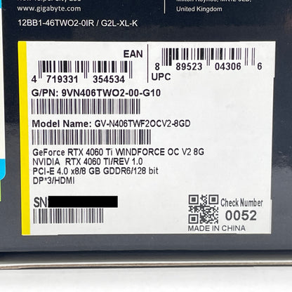 GIGABYTE GeForce RTX 4060 Ti WINDFORCE OC 8G GV-N406TWF2OC-8GD 【C7963-80】