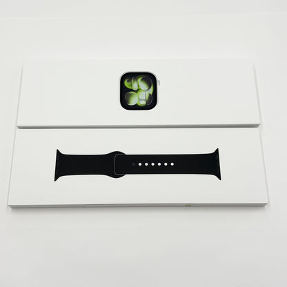 新品未開封 Apple Watch Series11 GPS 46ｍｍ MEWC4J/A シルバーアルミニウムケース ブラック スポーツバンド S/M【C7312-60】