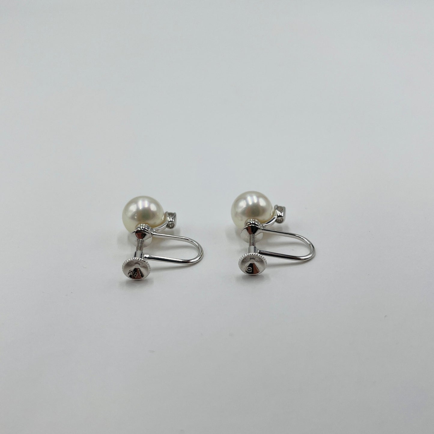 美品 MIKIMOTO ミキモト パール 真珠 ダイヤ イヤリング K18WG　【C4449-60】