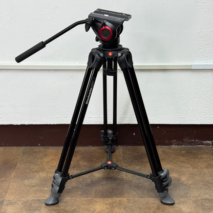 Manfrotto 伸縮式ツインアルミ三脚 MVT502AM／プロフルードビデオ雲台60mm ハーフボール MVH500A【C6114】