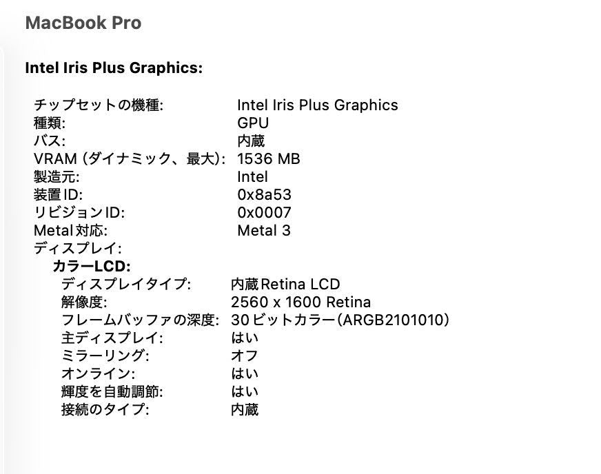 MacBook Pro 13インチ 2020 2GHz クアッドコア i5 32GB 512GB シルバー【C8476-80】