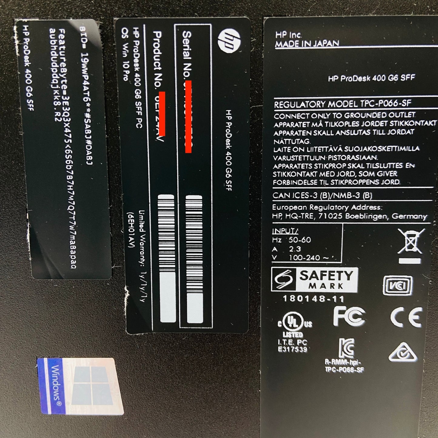 美品 新品SSD HP prodesk 400 g6 sff i5-9500 8GB SSD256GB Windows11 Pro 【C4149-100】