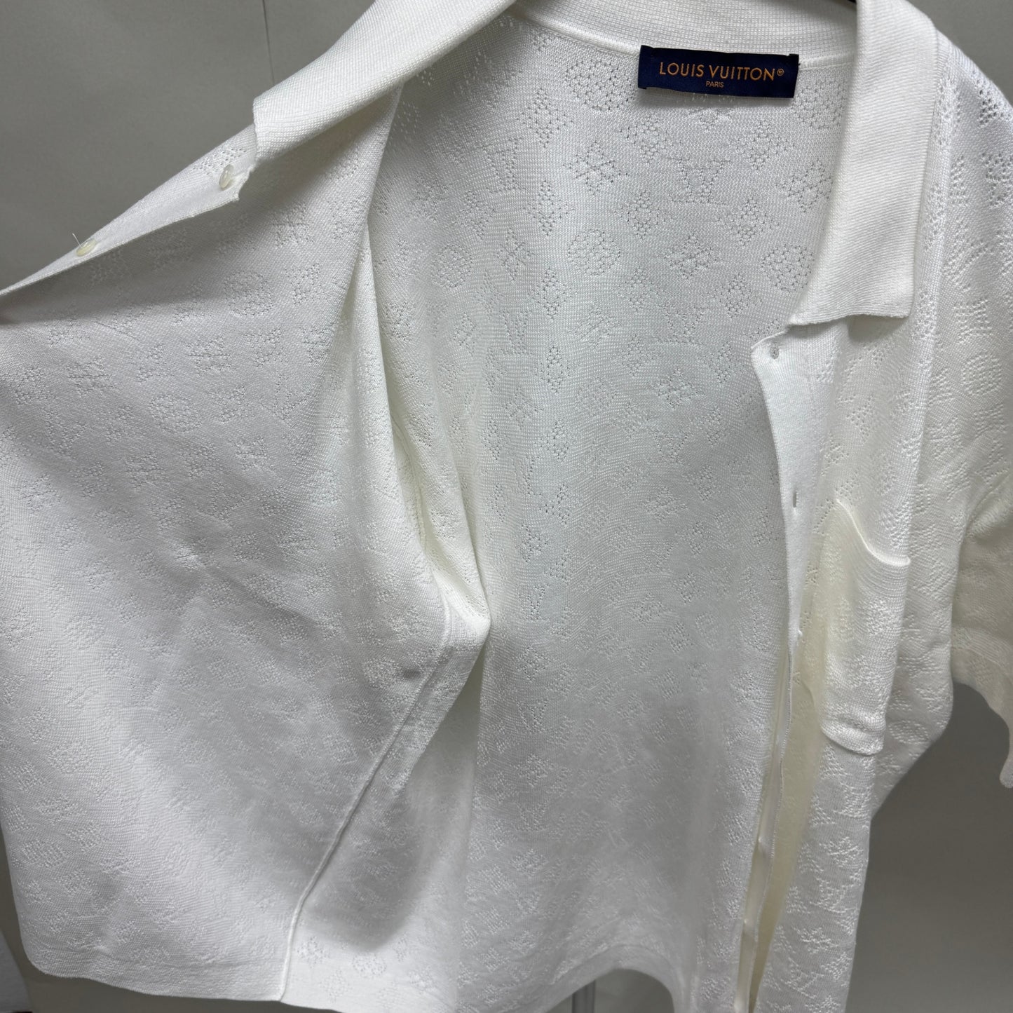 ルイヴィトン ポインテール ショートスリーブ シャツ Monogram Pointelle Short-Sleeved Shirt サイズ:L【C5806】