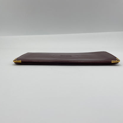 カルティエ ヴィンテージ マストライン 二つ折り 札入れ 長財布 サイフ C2ロゴ カード入れ レザー ボルドー Cartier 【C3705-N】