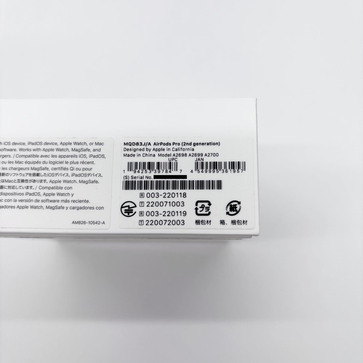 Apple AirPods Pro 第2世代 Lightningタイプ MQD83J/A 付属品完備【C8097-60】