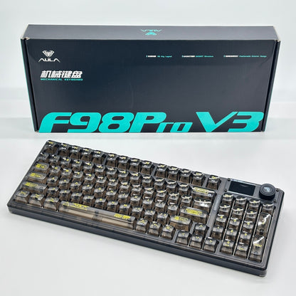 AULA F98Pro V3 メカニカルキーボード 3モード ガスケット構造 ホットスワップ対応 eスポーツ ゲーミングキーボード 1.14インチTFTスクリーン RGBライトノブ カスタムギフト【C8512-80】