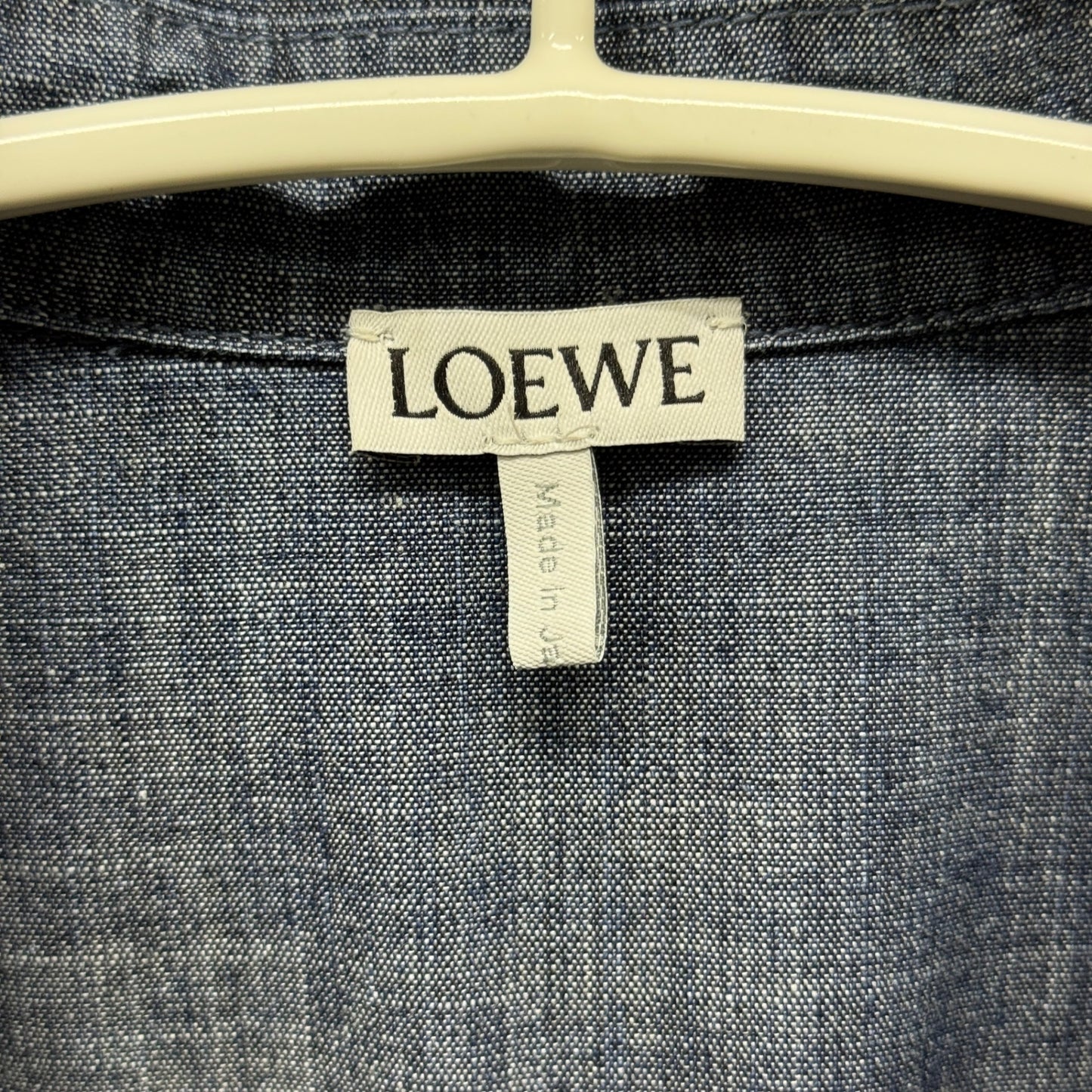 美品 LOEWE メンズ シャツ ショートスリーブ シャツ リネン ロゴコットンシャツ デニム風シャツ【C5807】