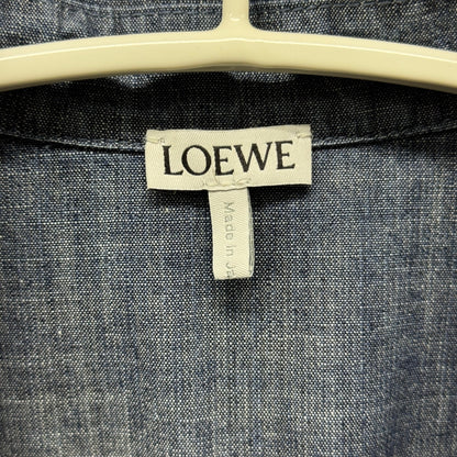 美品 LOEWE メンズ シャツ ショートスリーブ シャツ リネン ロゴコットンシャツ デニム風シャツ【C5807】