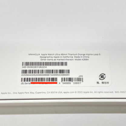 美品 Apple Watch Ultra GPS+Cellularモデル 49mm MNHH3J/A オレンジアルパインループ サイズ:S バッテリー最大容量100%【C6218-60】