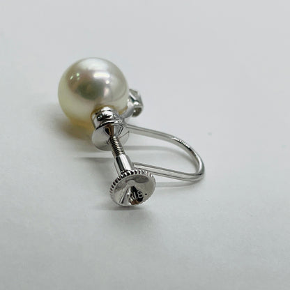 美品 MIKIMOTO ミキモト パール 真珠 ダイヤ イヤリング K18WG　【C4449-60】