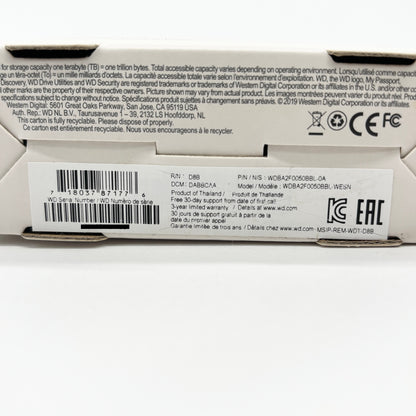 開封済み未使用 Western Digital WD ポータブルHDD 5TB USB3.0 WD 外付けハードディスクWDBA2F0050BBL-WESN【C8839-60】