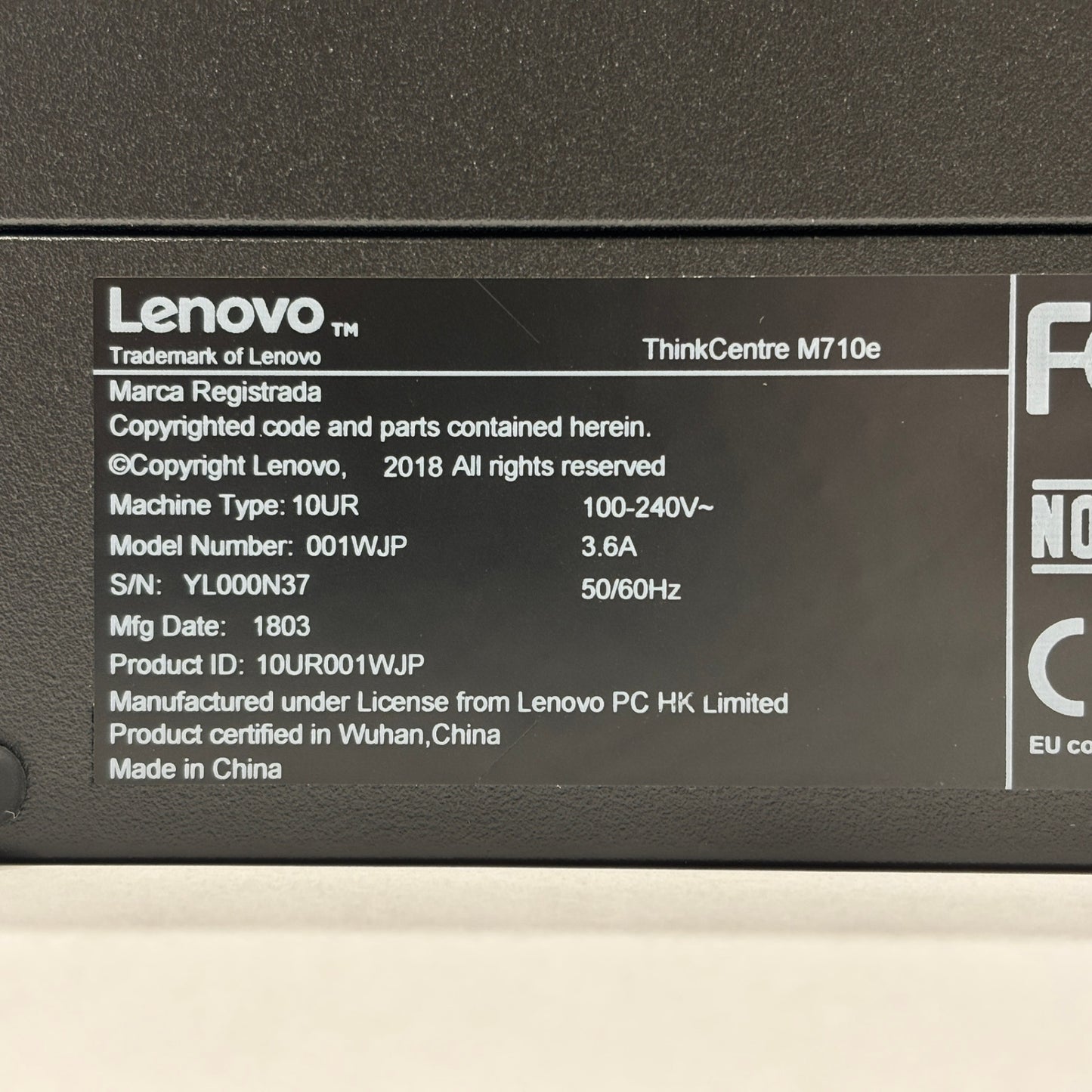 ThinkCentre M710e i3 7100 8GB SSD480GB Windows10Pro【C7788-100】