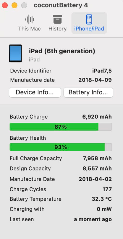 Apple iPad 第6世代 Wi-Fiモデル 128GB MR7K2J/A バッテリー最大容量93% 【C7660-60】