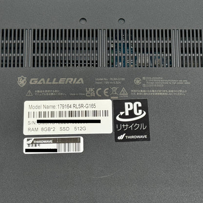 美品 Thirdwave RL5R-G165-5 AMD Ryzen 5 6600H with Radeon Graphics 16GB SSD 512GB Windows11Home バッテリー最大容量100% 【C7828-80】