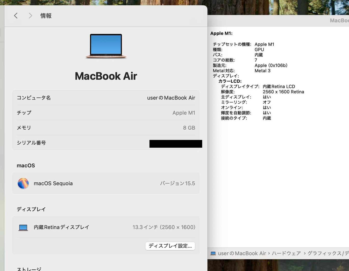 MacBook Air Retina 13インチ (Late 2020) Apple M1 8コア/8GB/SSD 256GB ゴールド MGND3J/A【C4053-80】