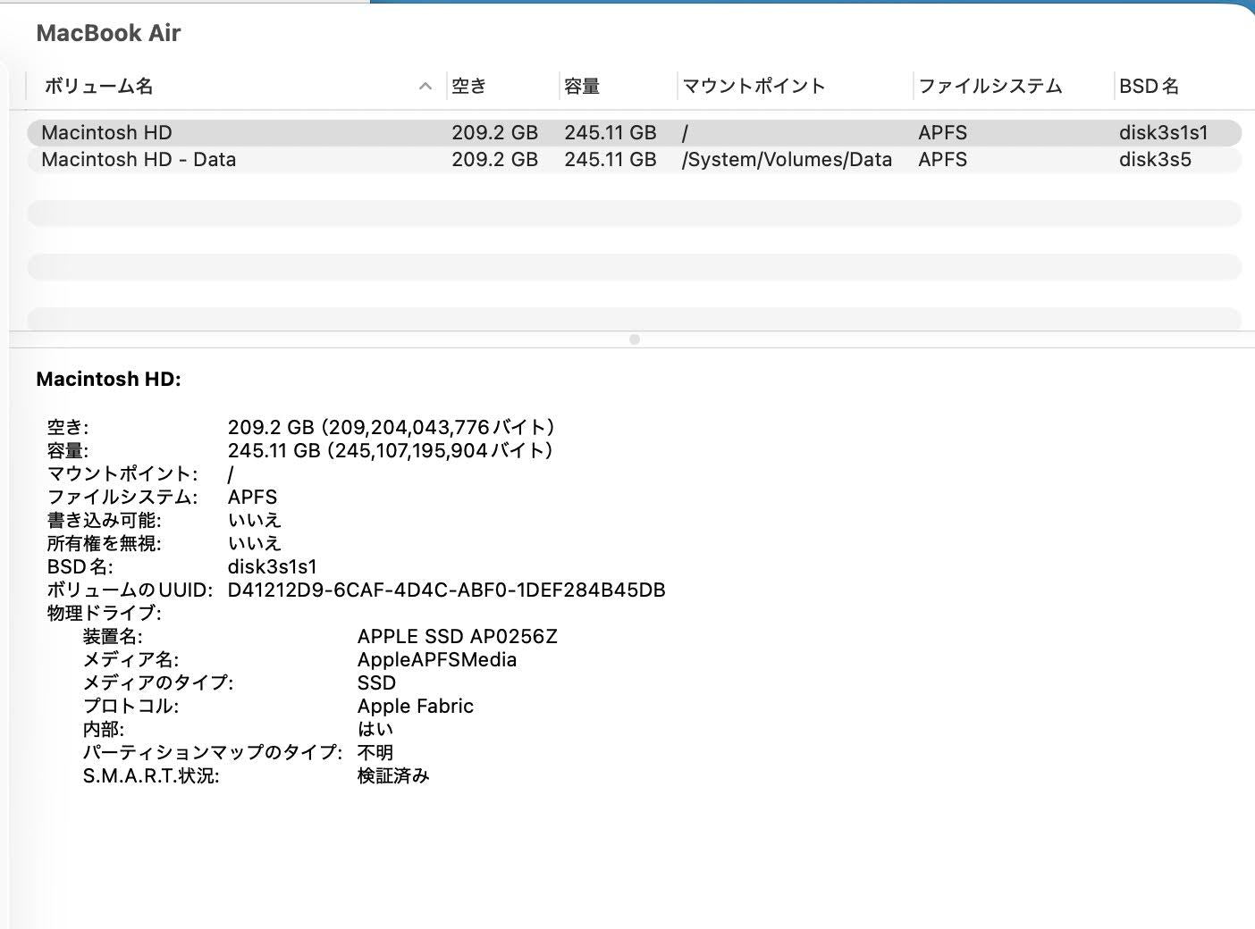 美品 MacBook Air 15インチ M4 CPU10コア GPU10コア 16GB 256GB スカイブルー バッテリー最大容量100%【C8103-80】