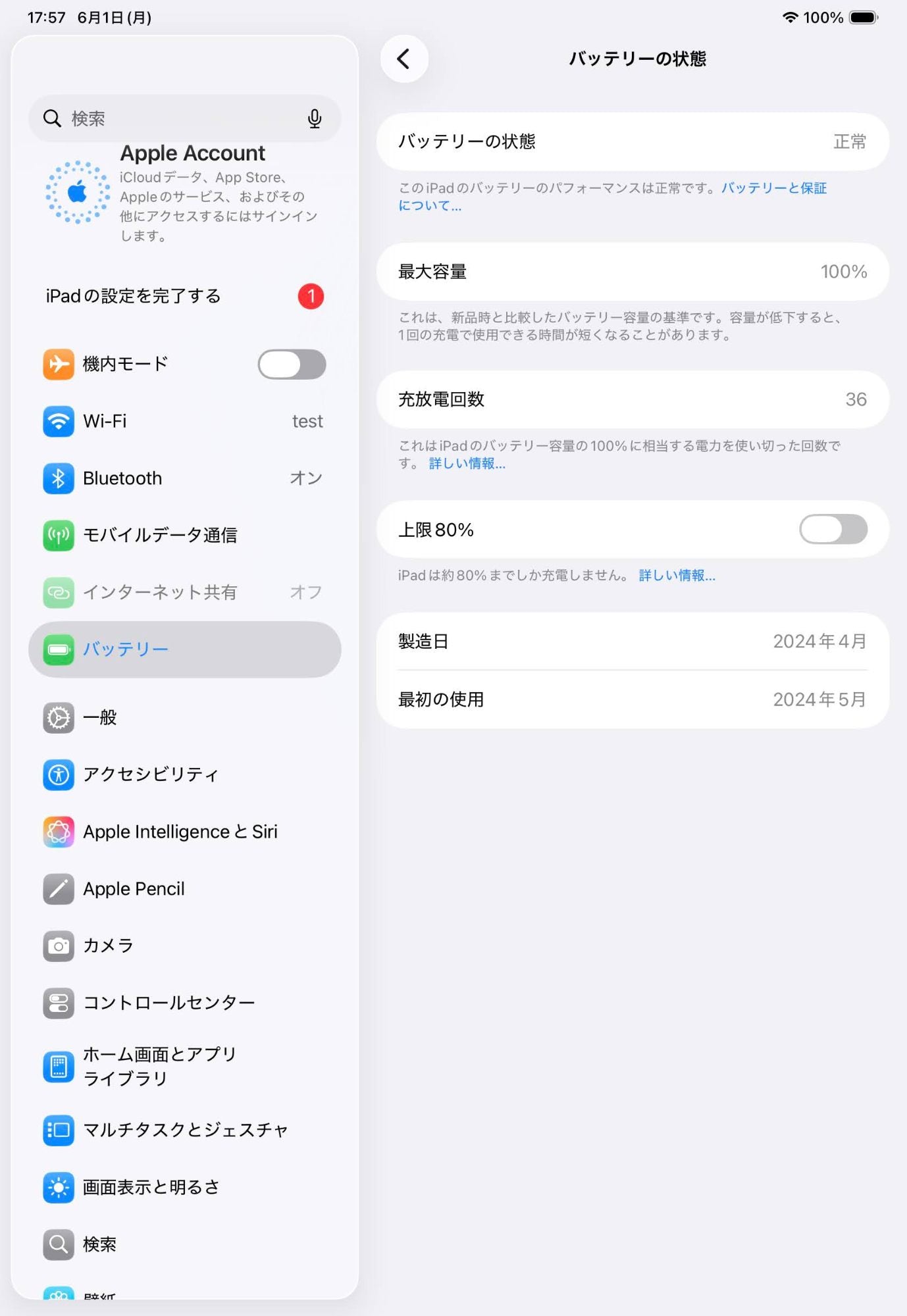 美品 SIMフリー iPad Pro 11インチ M4 Wi-Fi+Cellular 256GB MVW23J/A シルバー バッテリー最大容量100%  付属品完備 純正カバー付属【C7746-80】